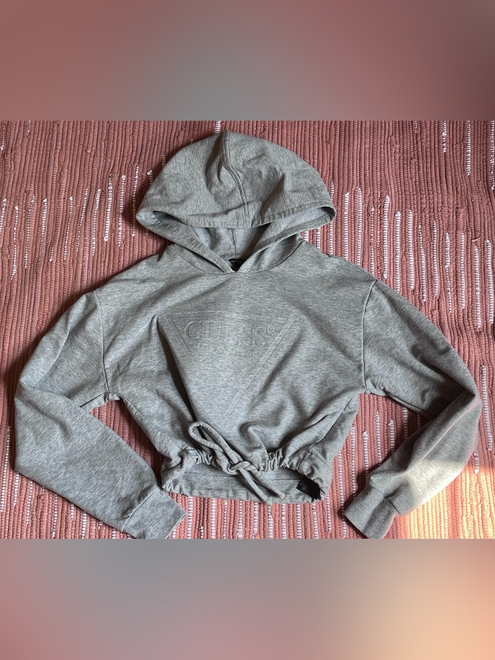 GUESS BRAND. Grey Cropped Hoodie Sweater